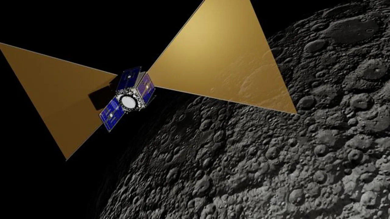 Rappresentazione di un satellite in orbita lunare