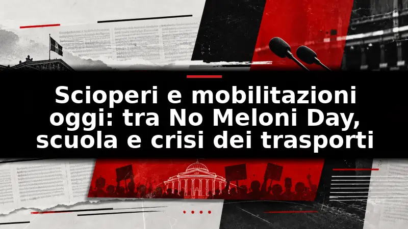 Scioperi e mobilitazioni oggi: tra No Meloni Day, scuola e crisi dei trasporti