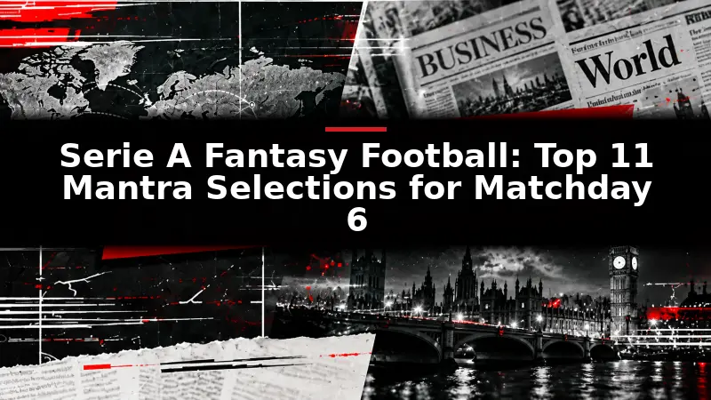 Serie A Fantasy Football: Top 11 Mantra Selections for Matchday 6